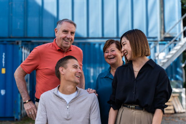 Bob,Tim, Marja en Yue